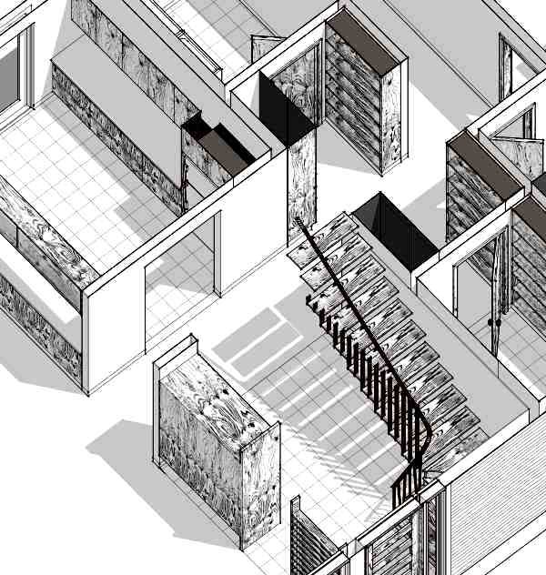Modern House Plans by Gregory La Vardera Architect: drawing trial